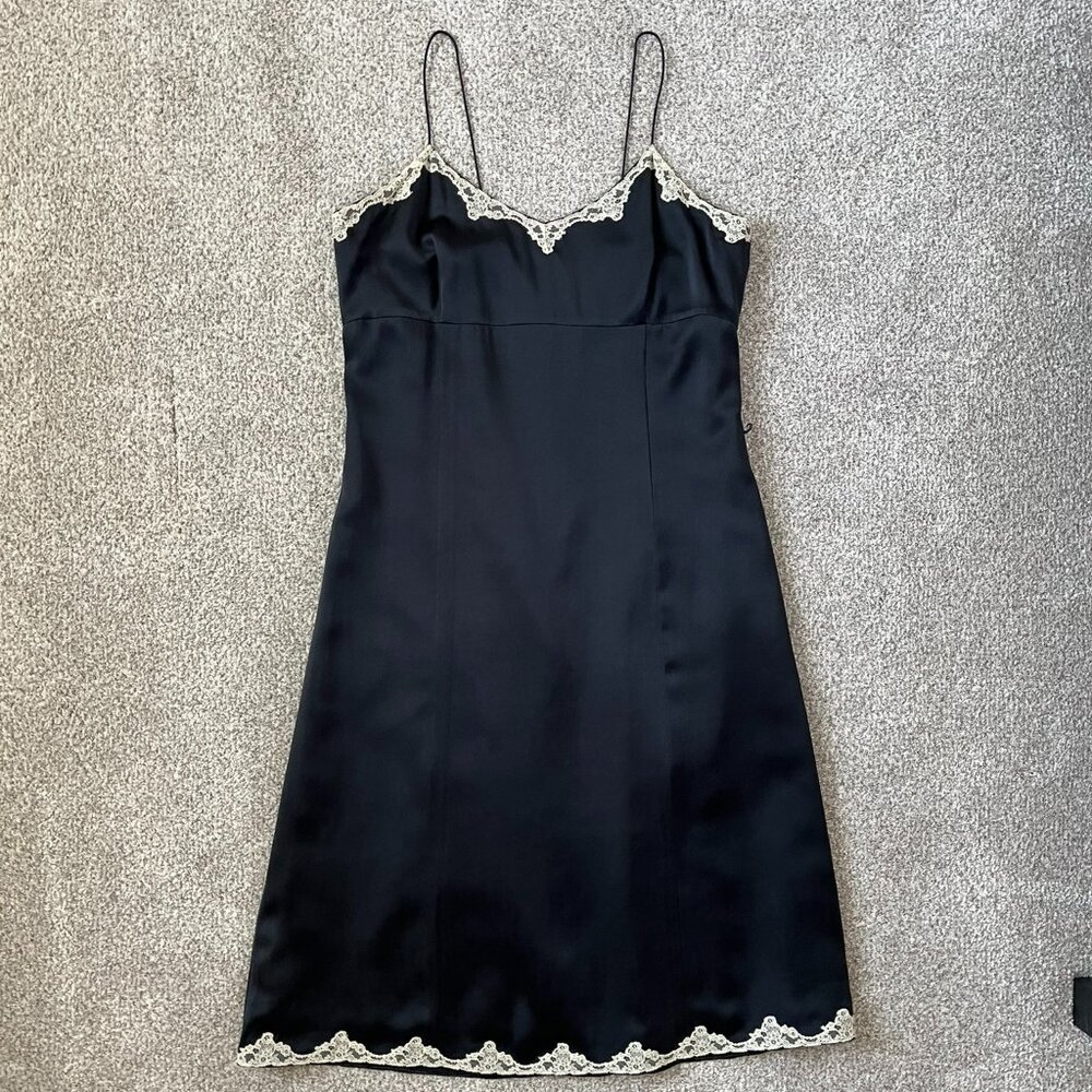 Banana Republic 100% Silk Dress – Size 10 – Black with Lace Trim